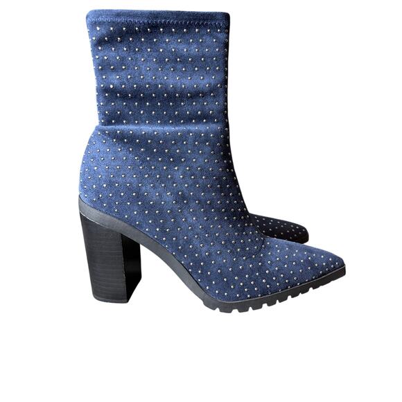 Charles by Charles David Danielle pointed toe studded stretch bootie Navy Sz 9.5 - Picture 3 of 7